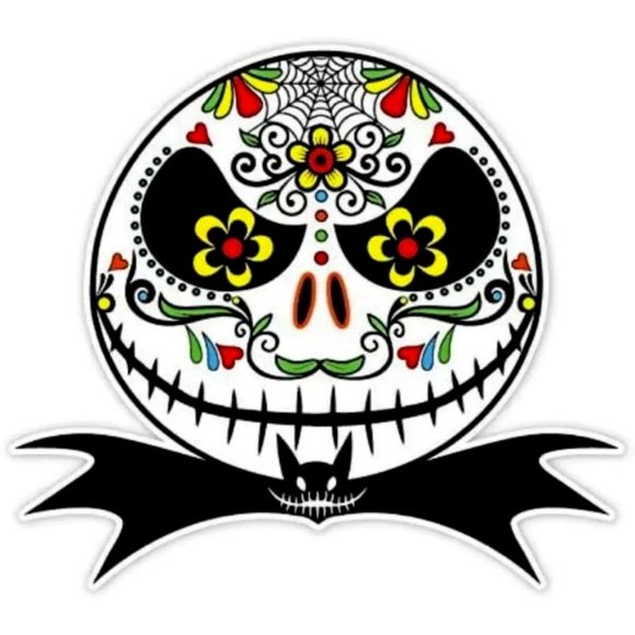 Sugar Skull Style Jack Skellington Vinyl Sticker - Picture 1 of 5